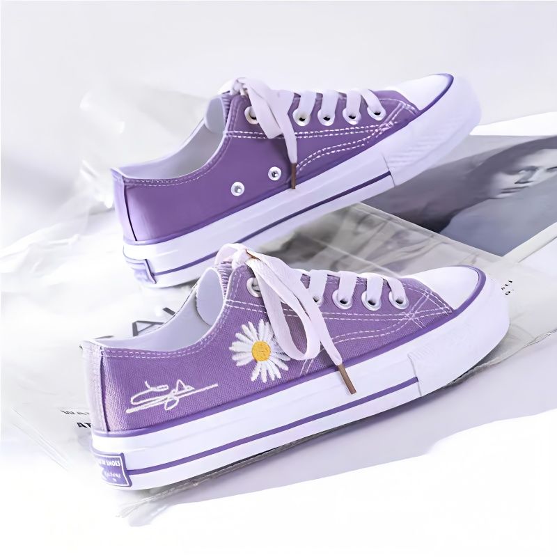 Embroidery Lace - Sepatu Kanvas Wanita Bordir Krisan Musim