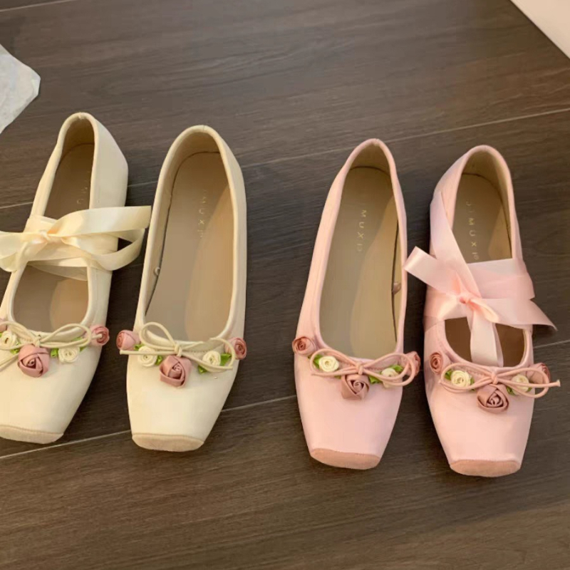 Embroidery Lace - Sepatu Wanita Model Flats Bow Marie