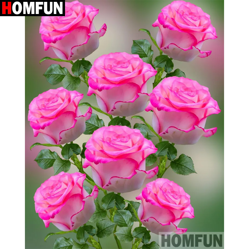 Embroidery Rose Stitch - HOMFUN Lukisan Berlian 
