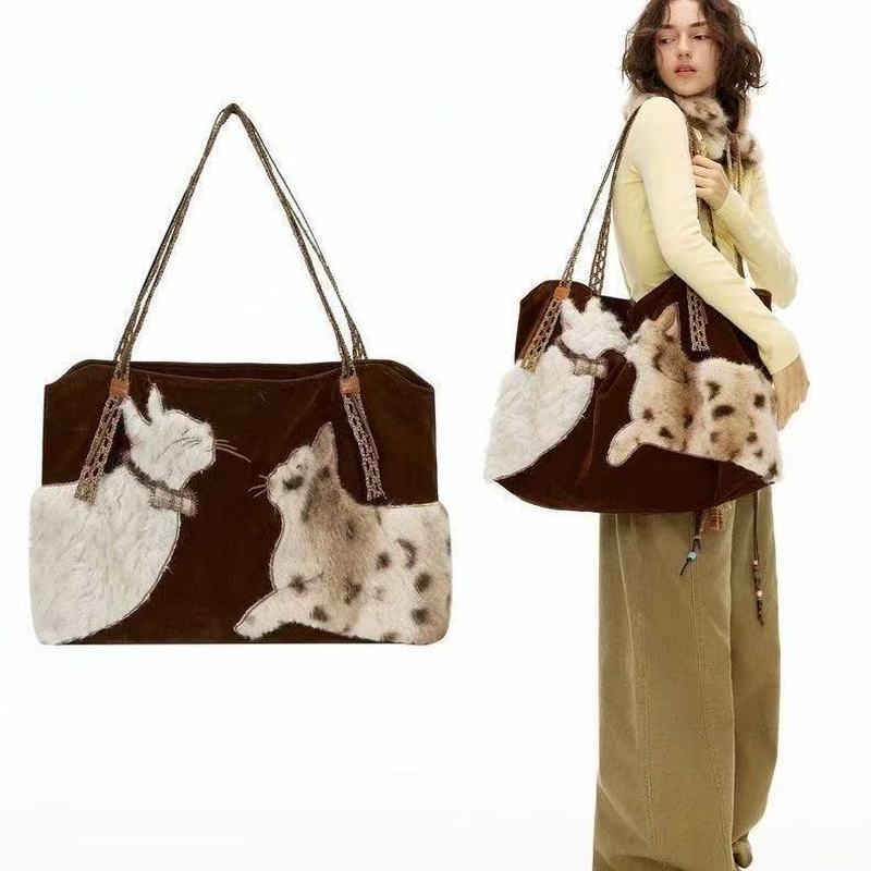 Embroidery Ribbon - Tas Tote Anak Anjing Retro Lucu