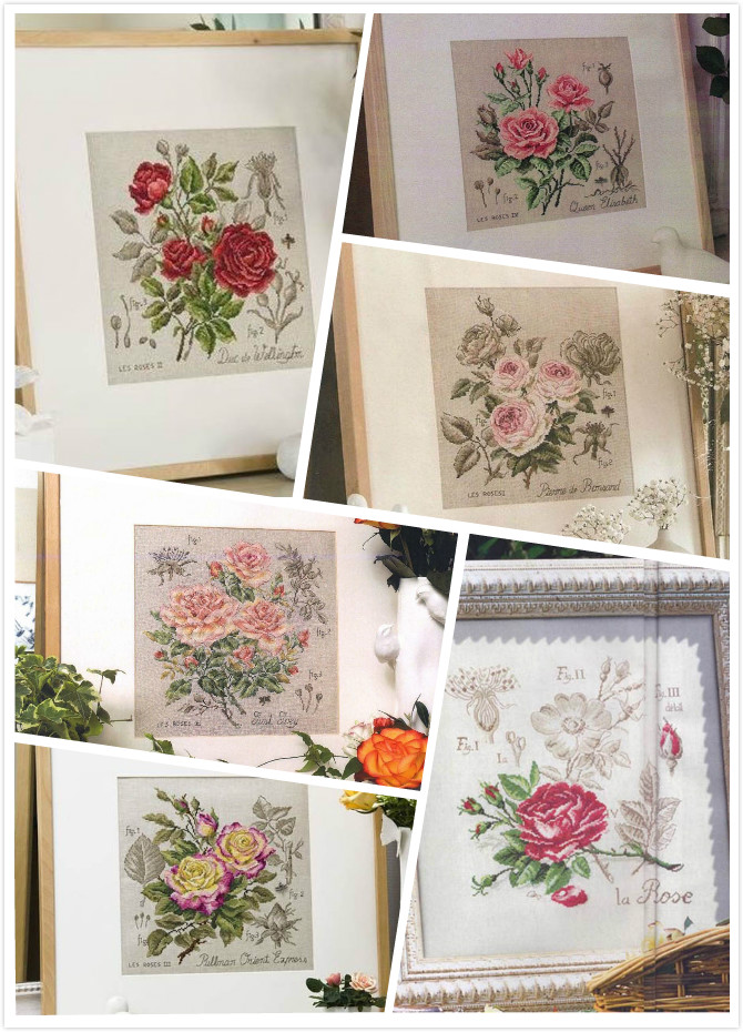 Embroidery Rose Stitch - Dfea set jahitan silang mawar seri