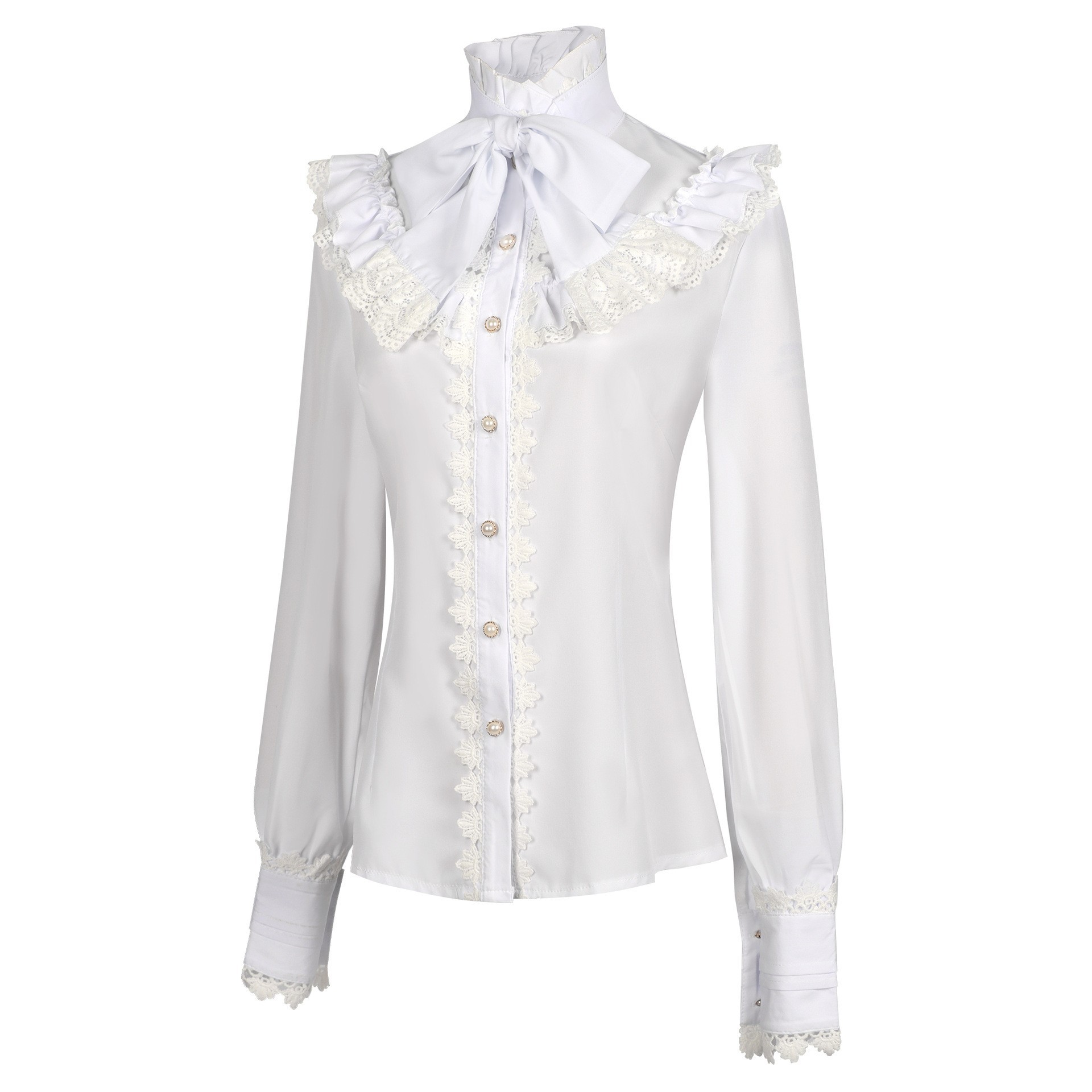 Embroidery Lace - Kemeja Gothic Victoria Wanita Terbaru, Blus