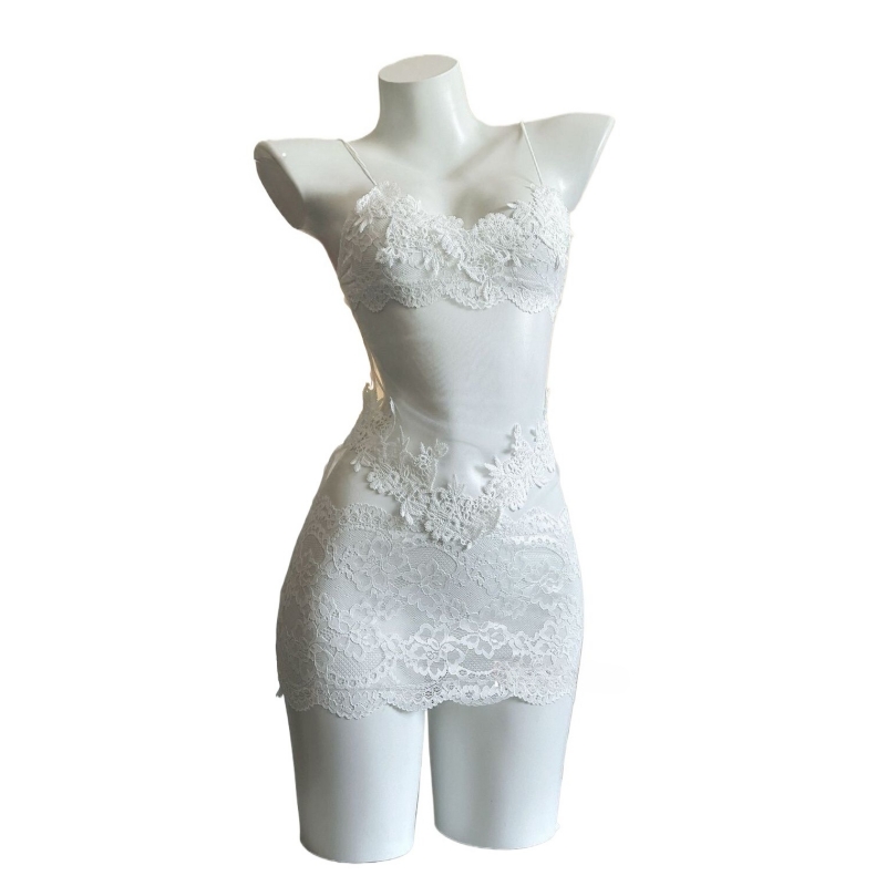 Embroidery Lace - Gaun Tanpa Tali Bordir Renda Seksi