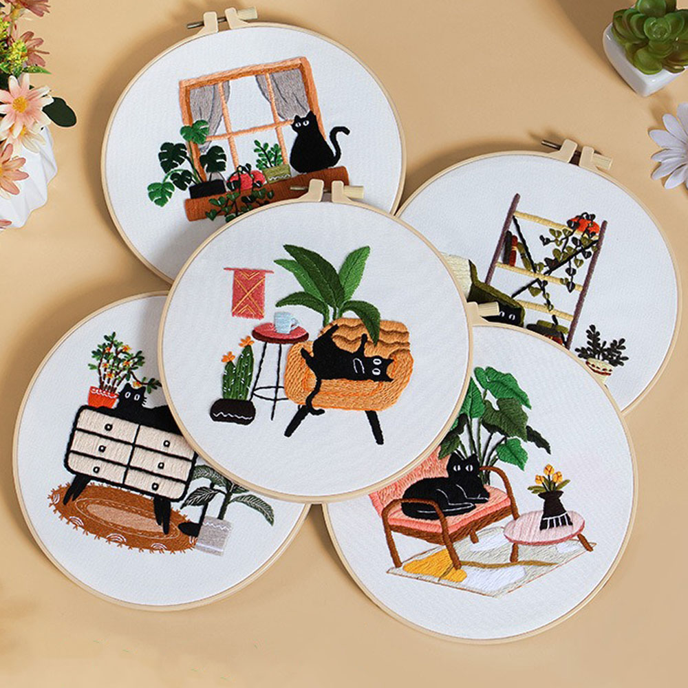 Embroidery Ideas For Bags - Perlengkapan Sulaman dengan Desain Kucing Hitam