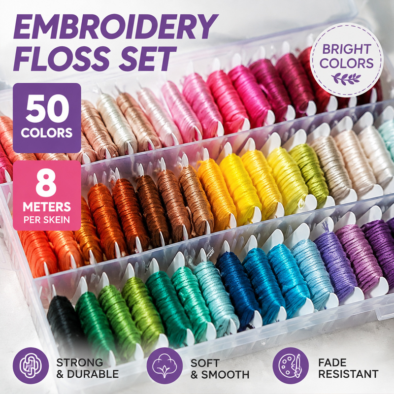 Embroidery Stitch - Kit Benang Bordir 100% Katun dengan