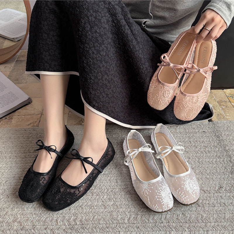 Sepatu Balet Wanita Model Flat - Embroidery Lace ulasan dan harga