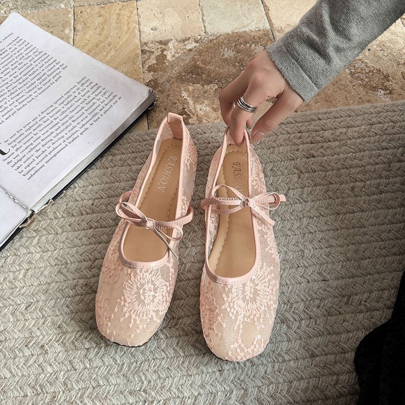 Sepatu Balet Wanita Model Flat - Embroidery Lace ulasan dan harga