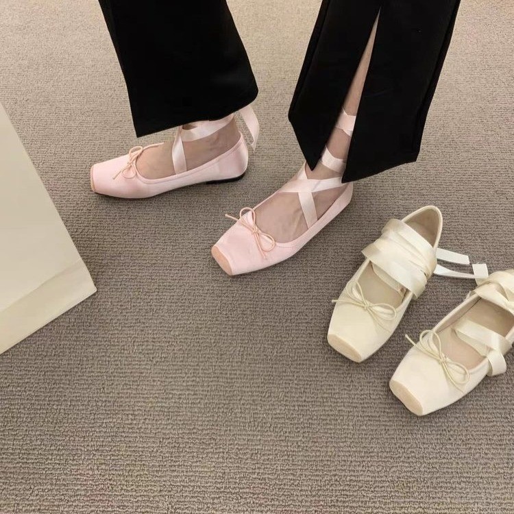 Sepatu Wanita Model Flats Bow  - Embroidery Lace ulasan dan harga