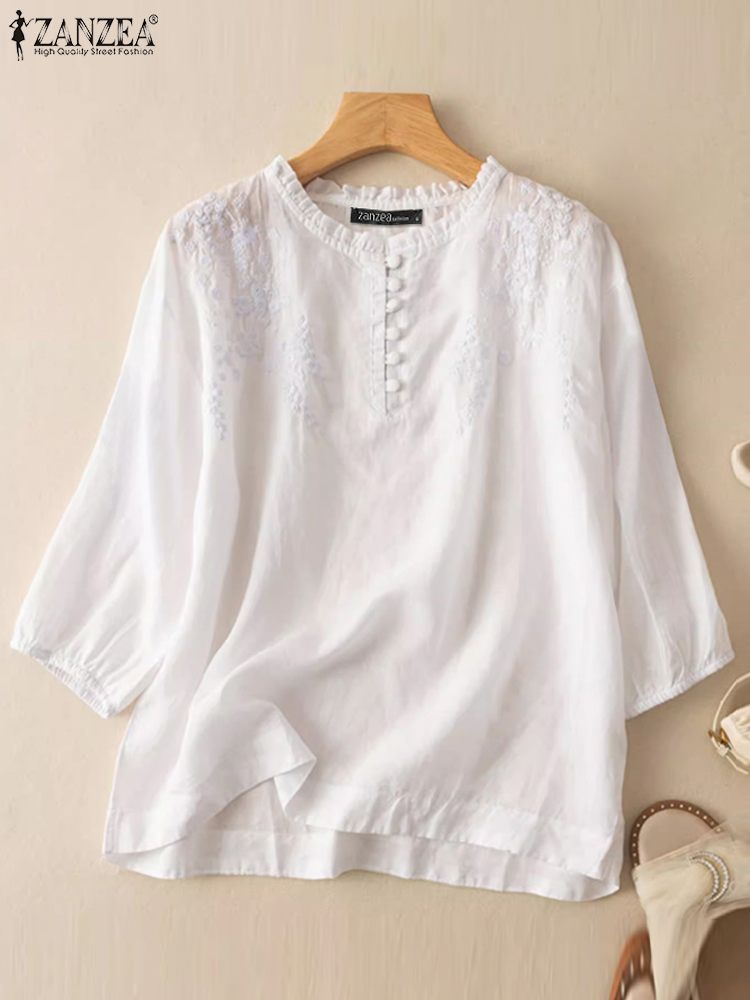 ZANZEA blus kerja Wanita Kasua - Embroidery Service ulasan dan harga