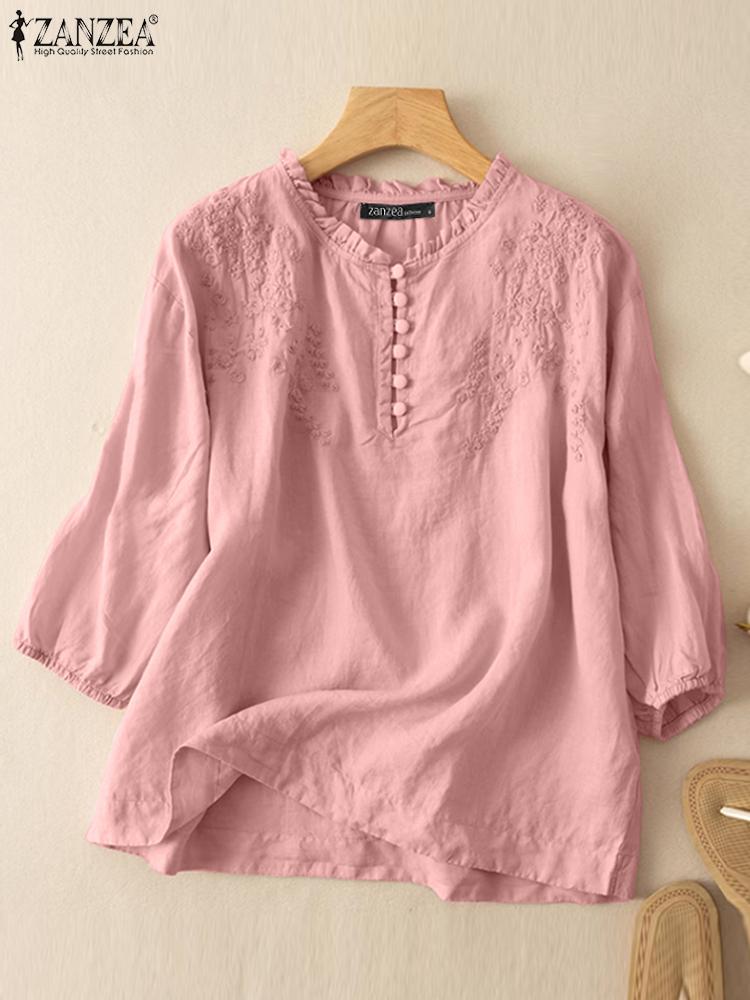 ZANZEA blus kerja Wanita Kasua - Embroidery Service ulasan dan harga