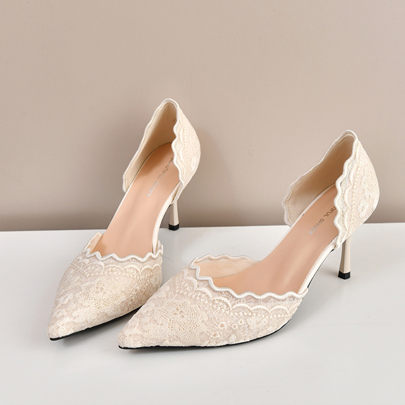 Sepatu Pengantin Wanita Hak Ti - Embroidery Lace ulasan dan harga