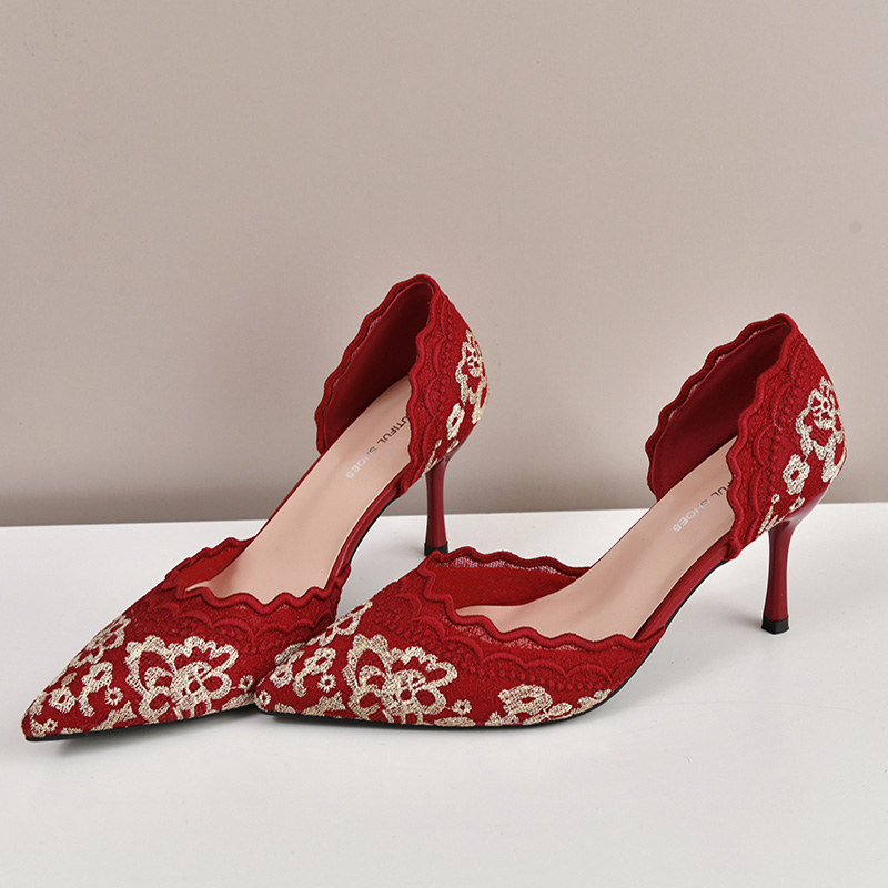 Sepatu Pengantin Wanita Hak Ti - Embroidery Lace ulasan dan harga
