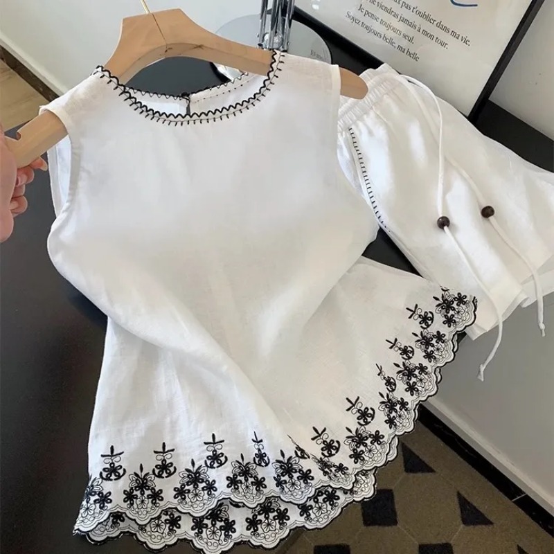 Setelan Dua Potong Wanita Musi - Embroidery Vest ulasan dan harga