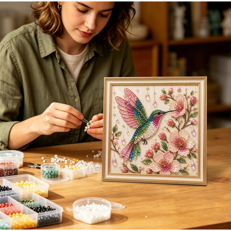 Kit Seni Mutiara Burung DIY, S - Embroidery Kit Set ulasan dan harga