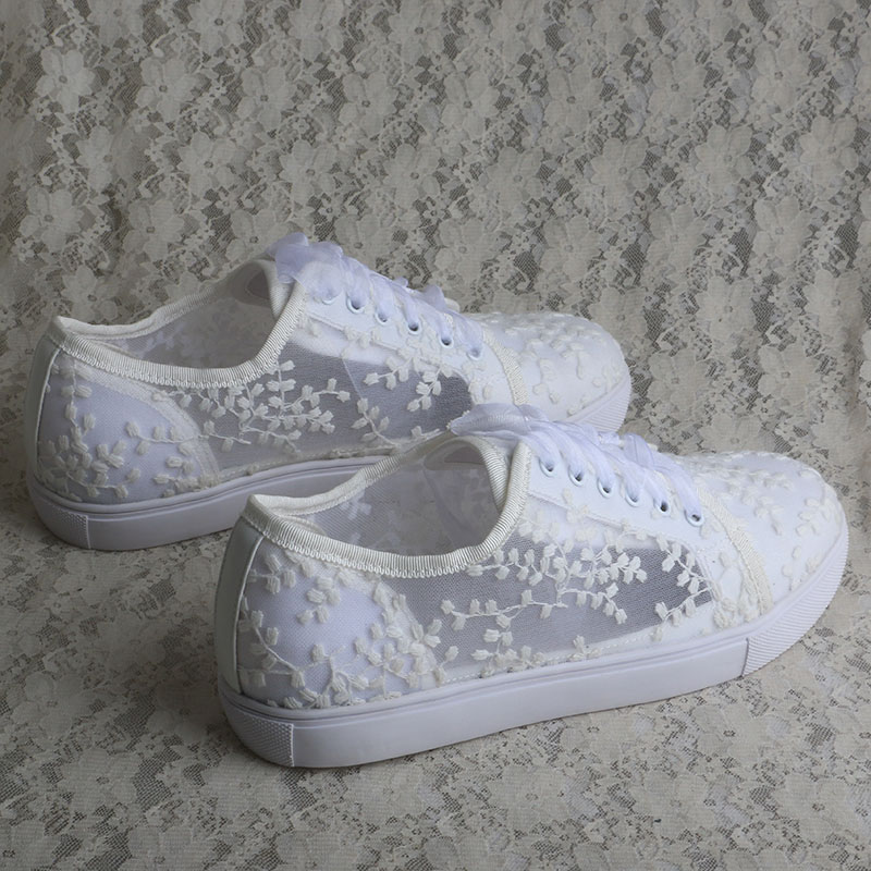 Sepatu Sneakers Putih Wedopus  - Embroidery Lace ulasan dan harga