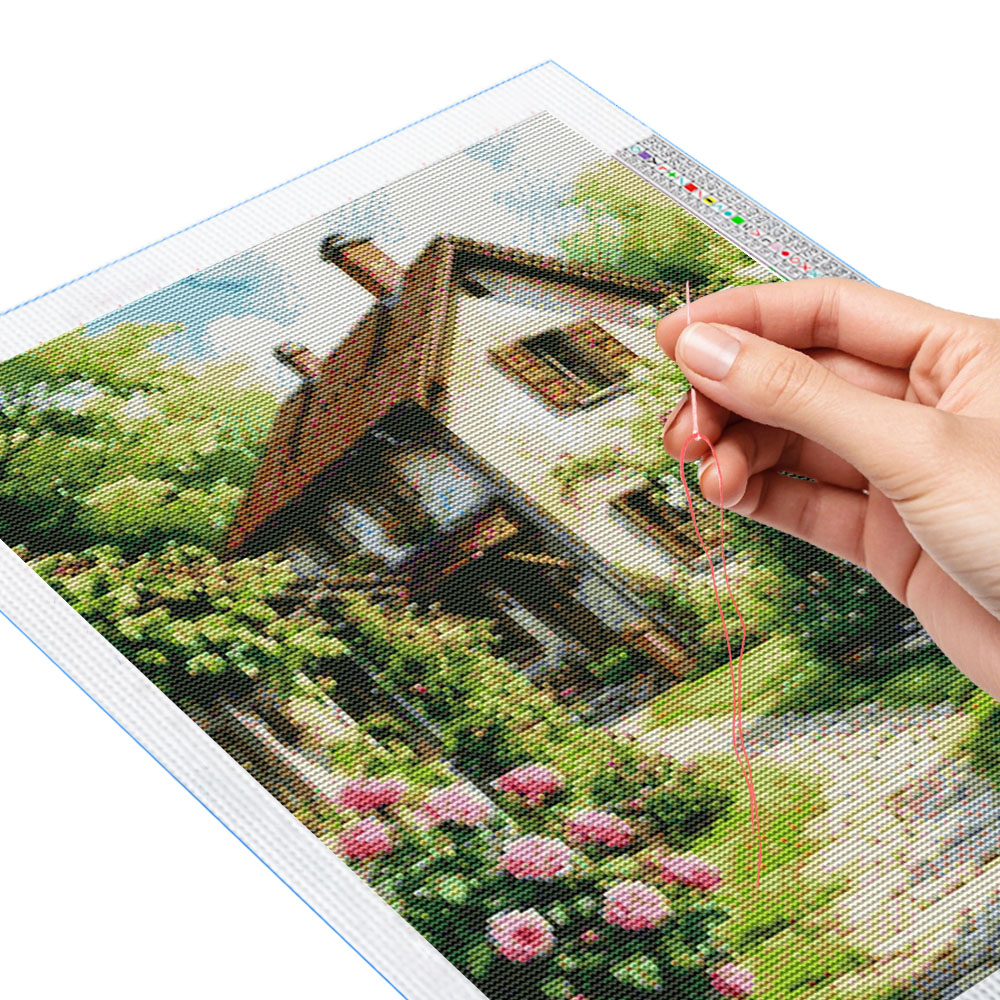Kain Sulaman Cross Stitch Moti - Embroidery Rose Stitch ulasan dan harga