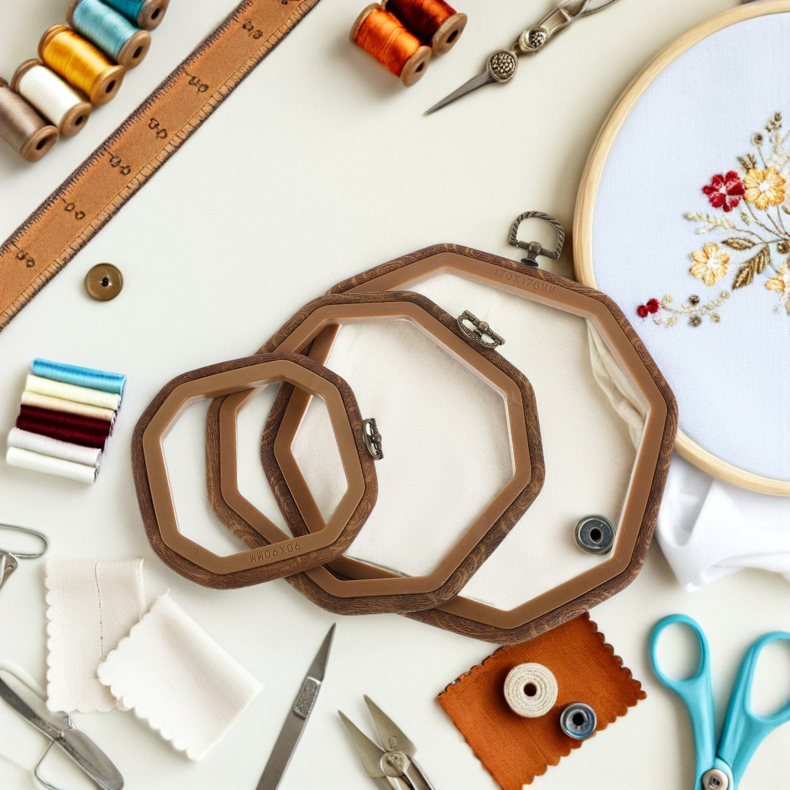 6 Buah Bingkai Bordir Kayu Imi - Embroidery Hoop ulasan dan harga