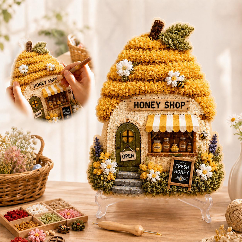 Kit DIY Seni Poke Rumah Jamur  - Embroidery Kit Set ulasan dan harga
