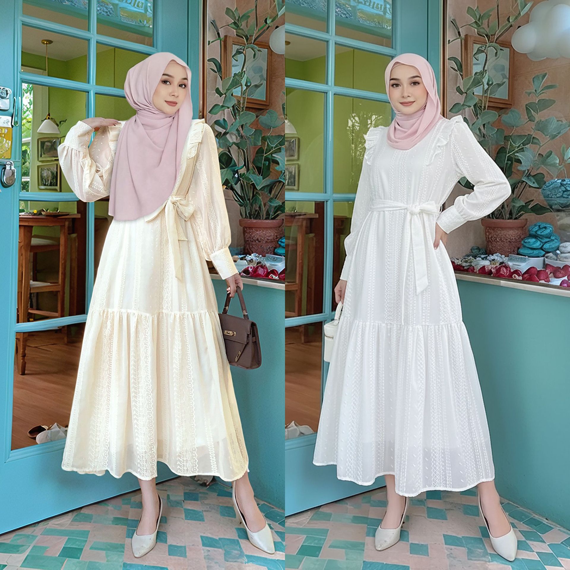 Gaun muslim wanita Dubai Malay - Embroidery In Indonesia ulasan dan harga
