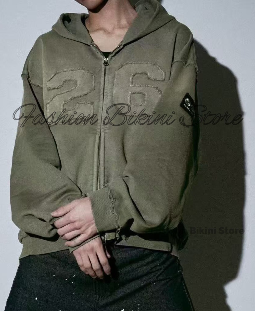 Hoodie Retro Abu-abu Baru deng - Embroidery Garments ulasan dan harga