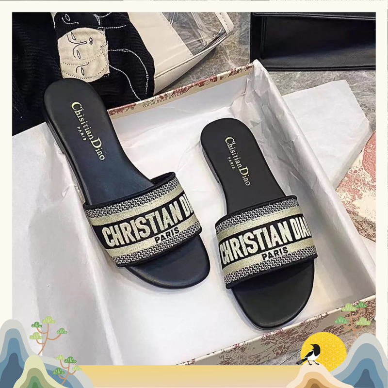Sandal wanita alas datar anti  - Embroidery Letter ulasan dan harga