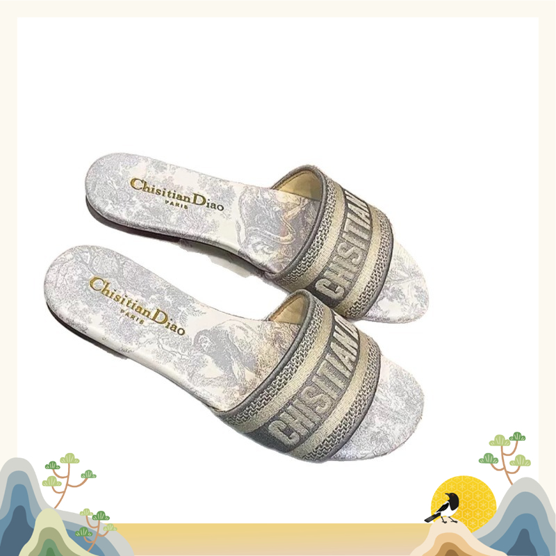 Sandal wanita alas datar anti  - Embroidery Letter ulasan dan harga