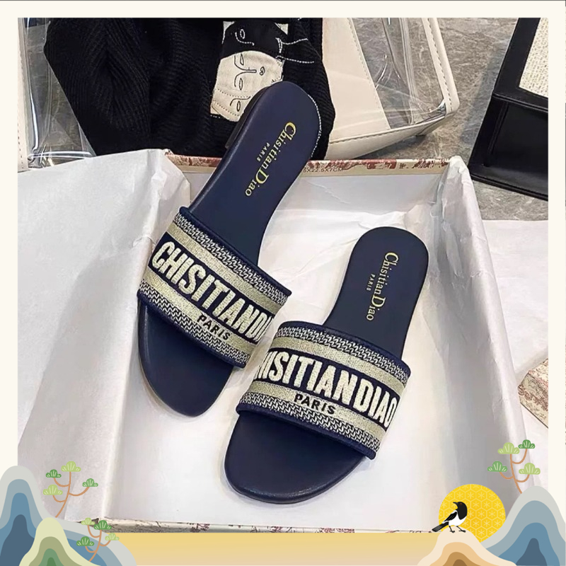 Sandal wanita alas datar anti  - Embroidery Letter ulasan dan harga