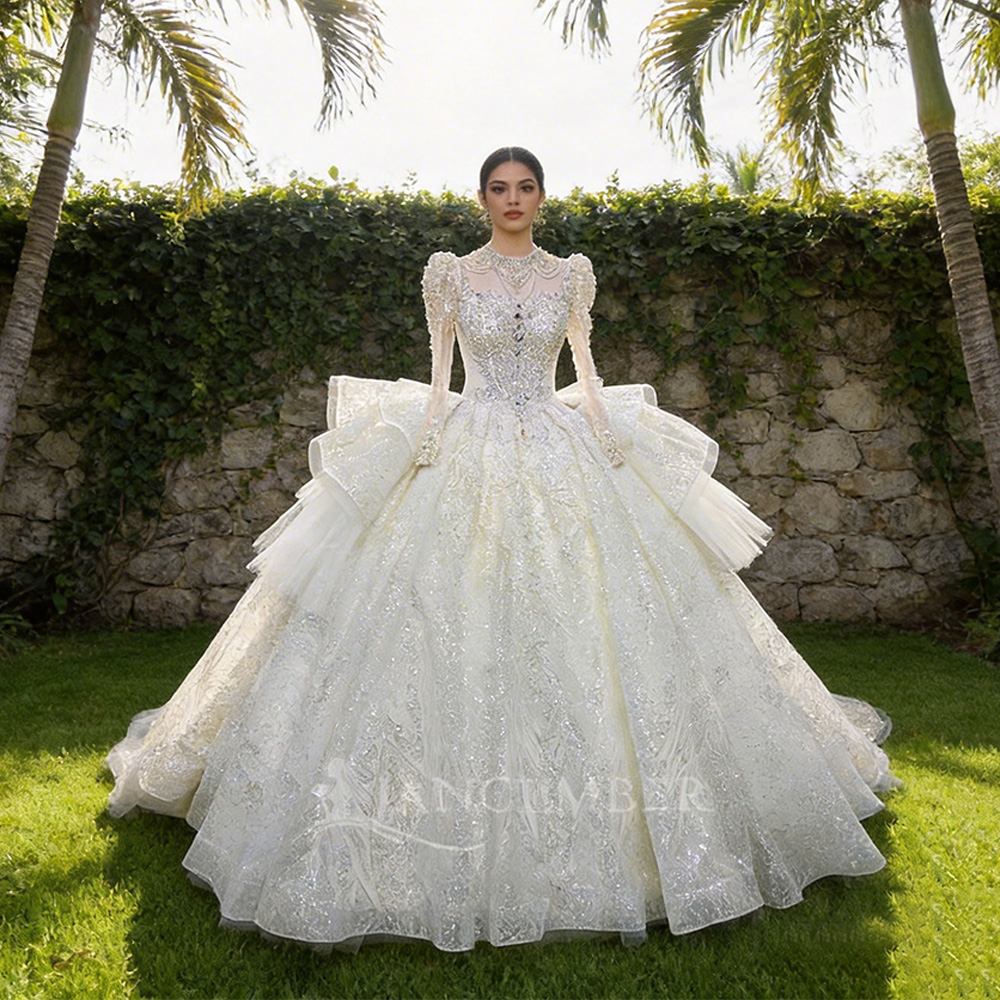 Gaun Pengantin Kerah Tinggi Mo - Embroidery Ribbon ulasan dan harga