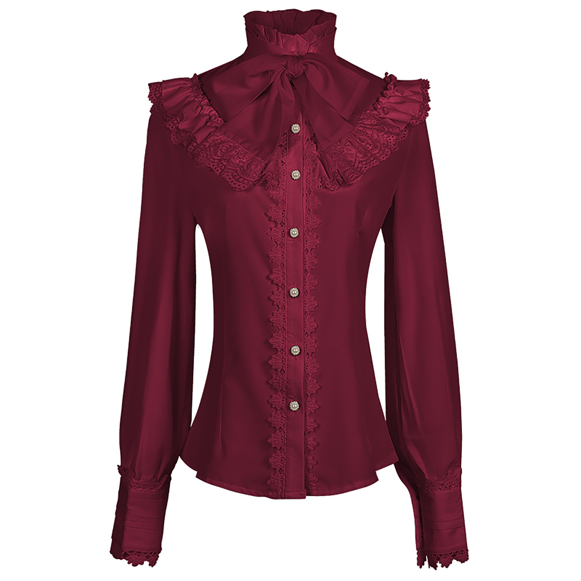 Kemeja Gothic Victoria Wanita  - Embroidery Lace ulasan dan harga