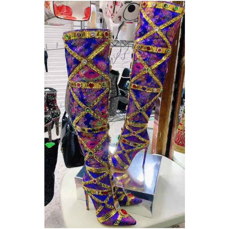 Sepatu Bot Setinggi Paha Stile - Embroidery Stitch ulasan dan harga